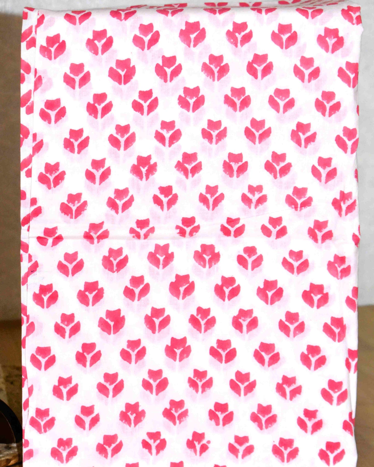 All-over Red Floral Jaal Hand Block Printed Cotton Suit with Malmal Dupatta