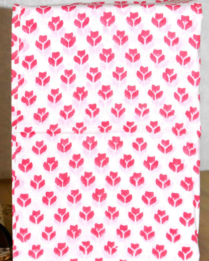 All-over Red Floral Jaal Hand Block Printed Cotton Suit with Malmal Dupatta