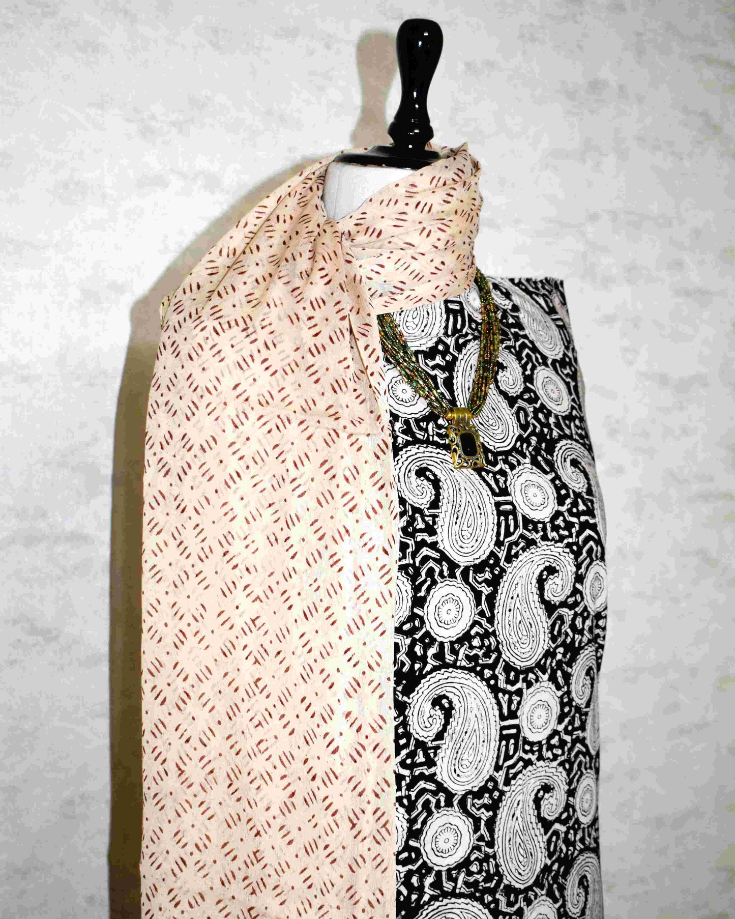 Hand Block Printed Cotton Suit with Pure Chiffon dupatta