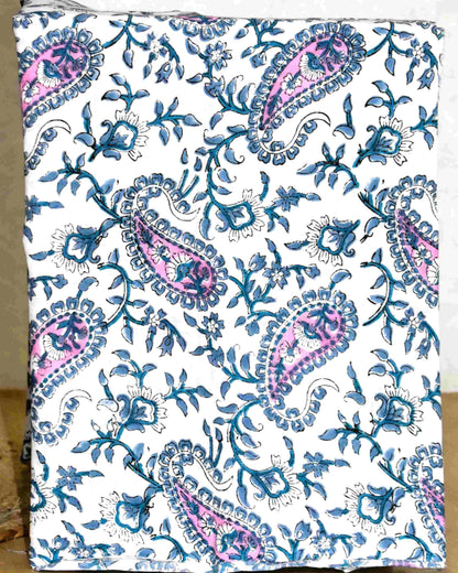 All-over Floral Buti Hand Block Printed Maheshwari Silk Suit Set