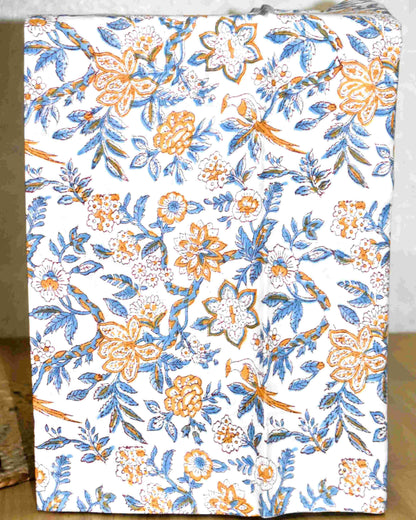All-over Floral Buti Hand Block Printed Maheshwari Silk Suit Set