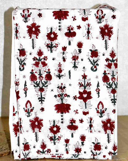 All-over Floral Jaal Hand Block Printed Maheshwari Silk Suit Set