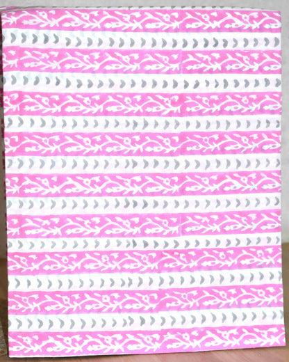 Pink Floral Hand Block All-over Printed Cotton Suit with Bandej Malmal Dupatta