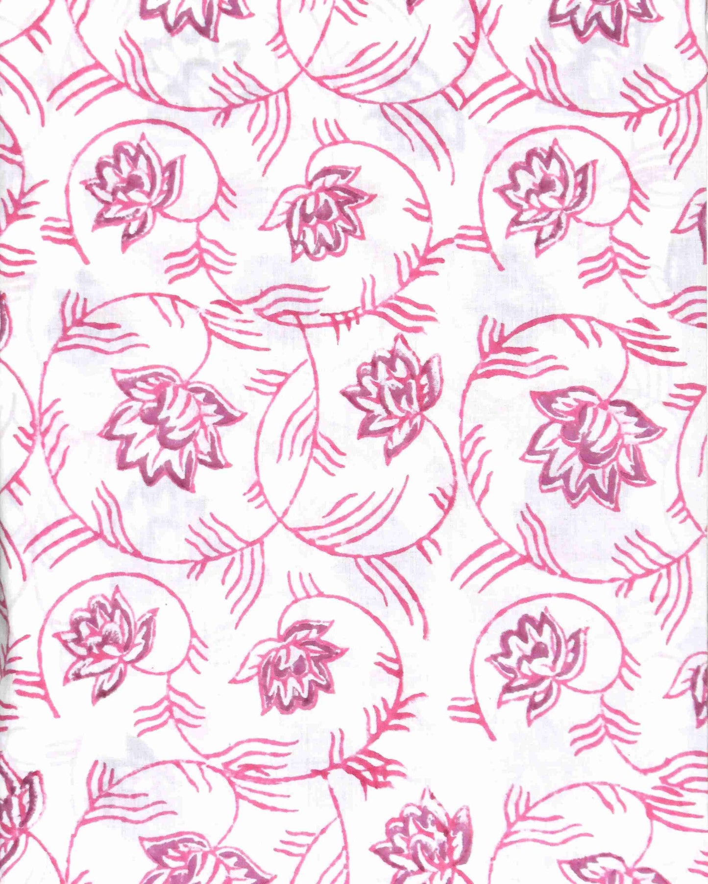 Pink Floral Buta Hand Block All-over Printed Cotton Suit with Bandej Malmal Dupatta