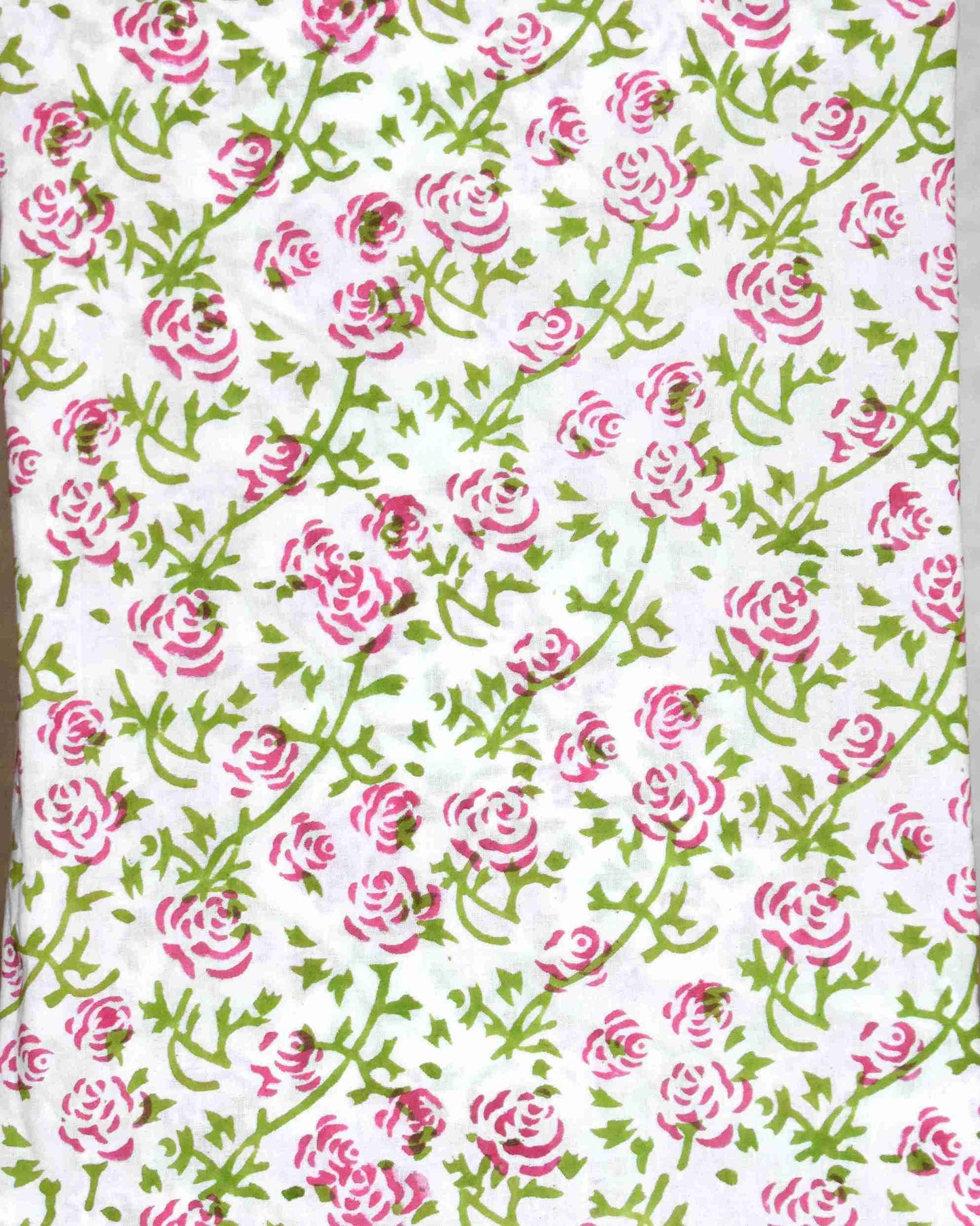 Pink Floral Buta Hand Block All-over Printed Cotton Suit with Bandej Malmal Dupatta