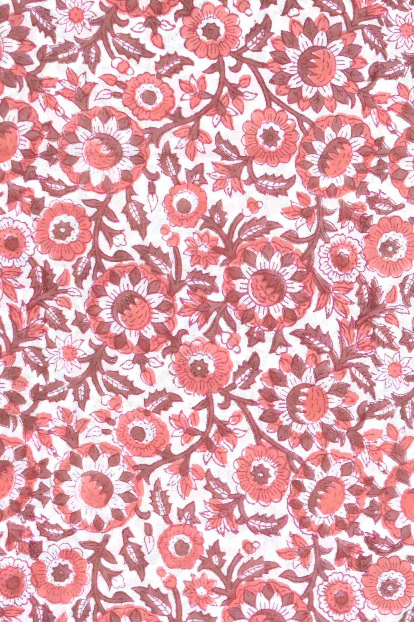 Red Floral Buti Buti Hand Block Printed Cotton Suit with Malmal Dupatta