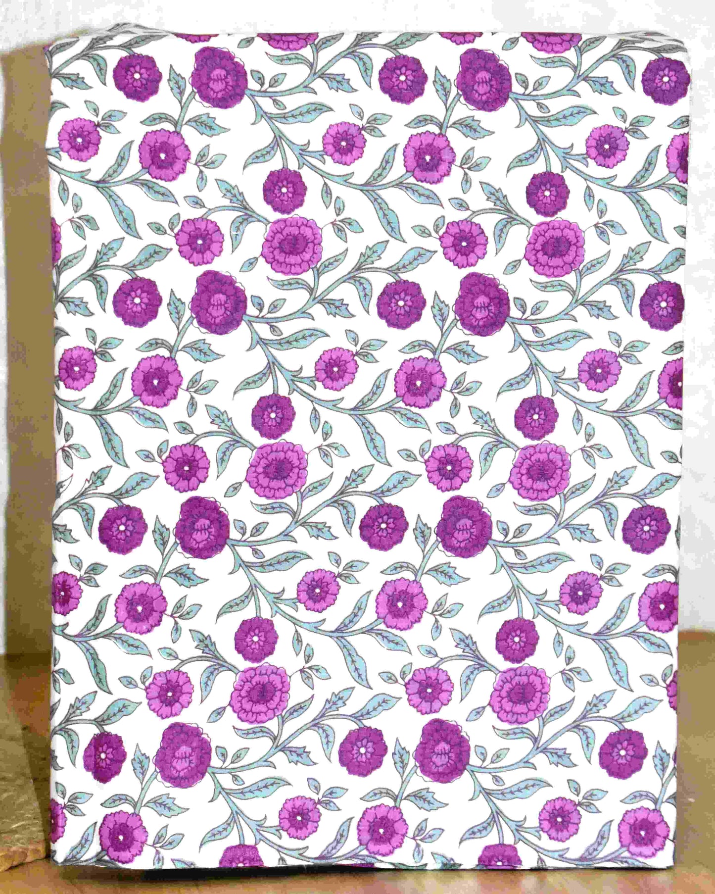 Magenta Pink Floral Jaipuri Printed Unstitched Cotton Suit Set with malmal dupatta