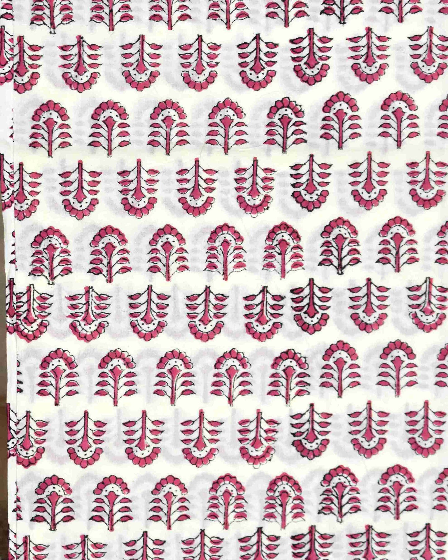 Pink Mughal Floral Placement Hand Block Printed Cotton Suit With Kota Doria Dupatta