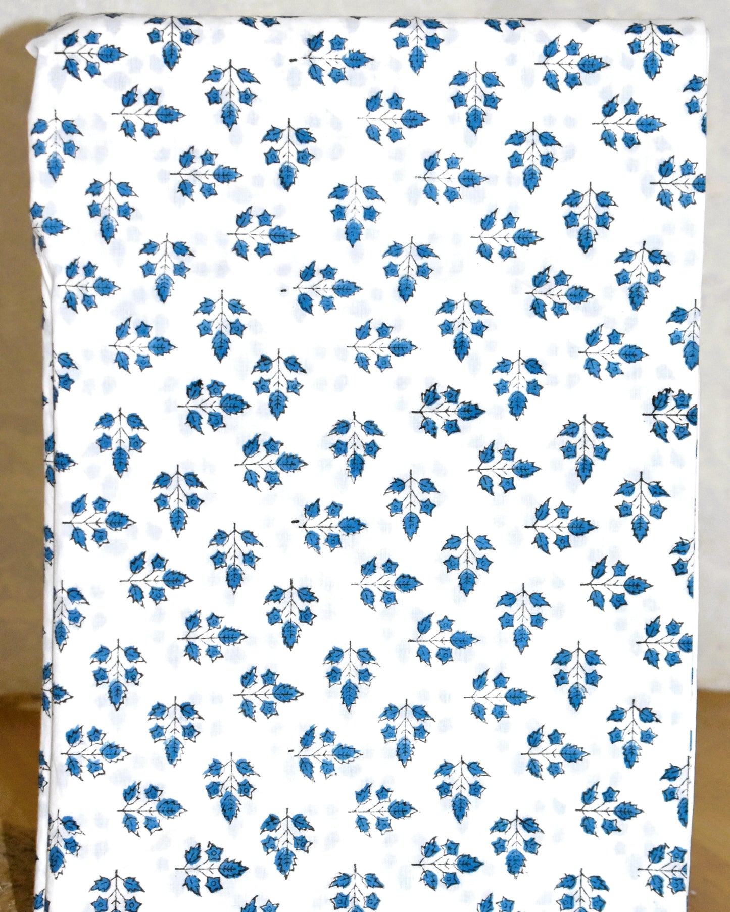 Hand Block Printed Premium Cotton Unstitched Suit with Blue Floral Buta & Kota Doria Dupatta- Designer Edit