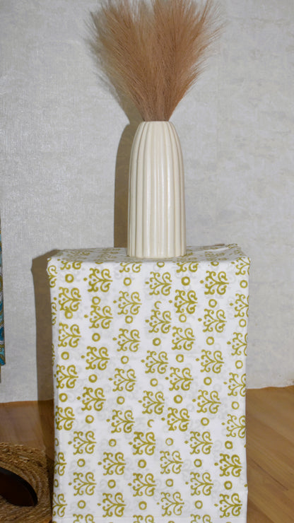 Blue All-over Floral Hand Block Printed Cotton Suit with Malmal Dupatta