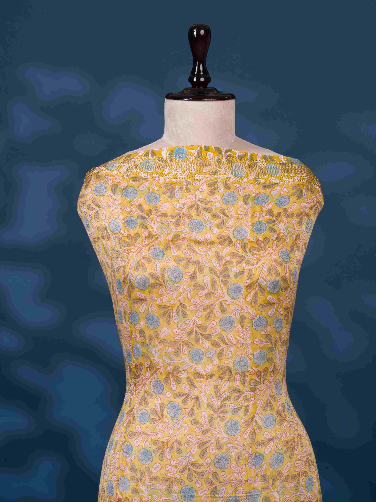 Sanganeri printed Maheshwari Silk Suit Set