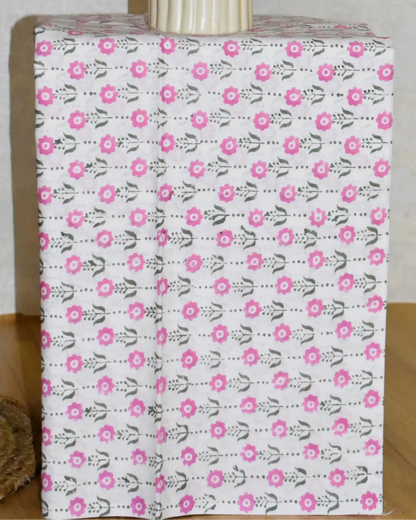 Sanganeri Red Buti printed Maheshwari Silk Suit Set