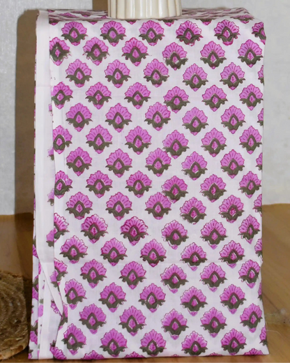 Olive Green Sanganeri Floral print Maheshwari Silk Suit Set