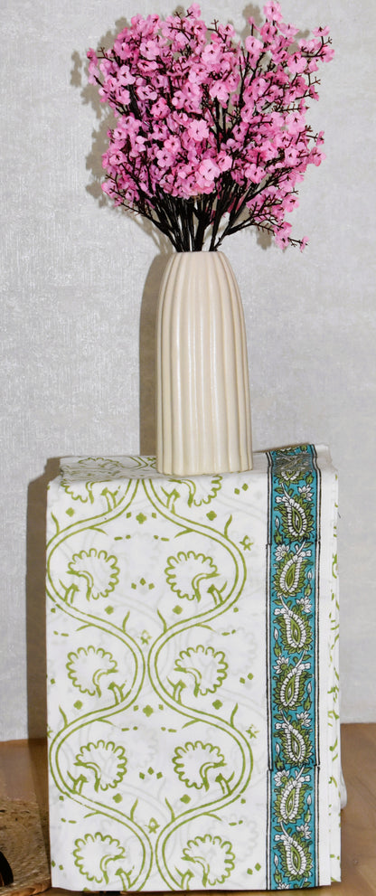 Ink Blue Floral Block Printed Cotton Suit With All-over Buti and Pure Chiffon Dupatta