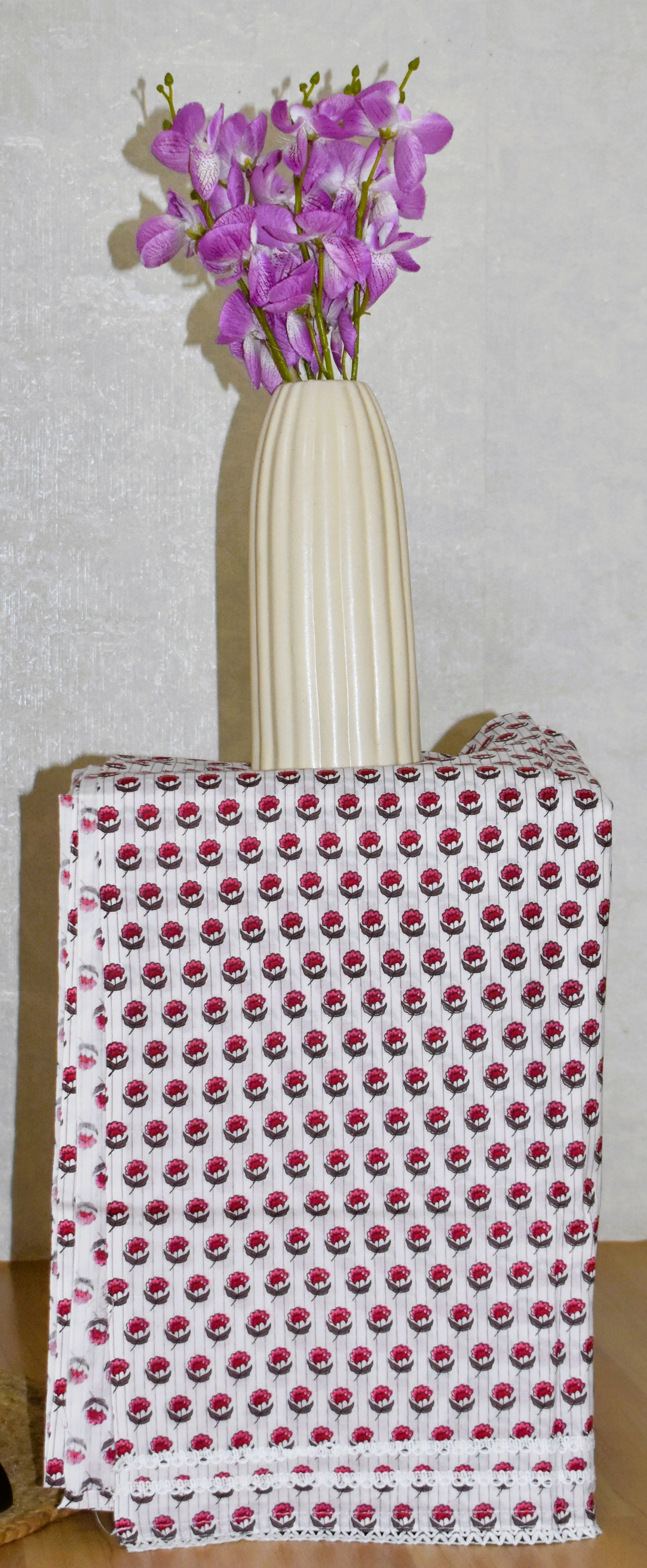 Hand Block Printed Cotton Suit with Elegant Neckwork and Printed Kota Doria Dupatta