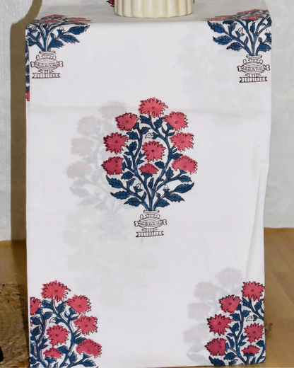 All-over Floral Hand Block Printed Cotton Suit With Kota Doria  Dupatta