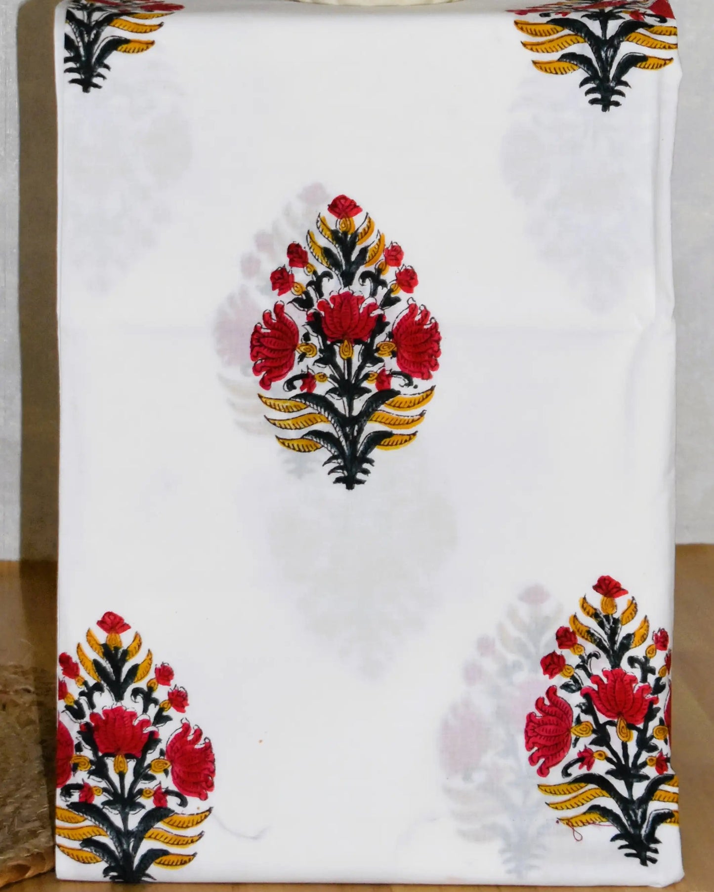 All-over Floral Hand Block Printed Cotton Suit With Kota Doria  Dupatta