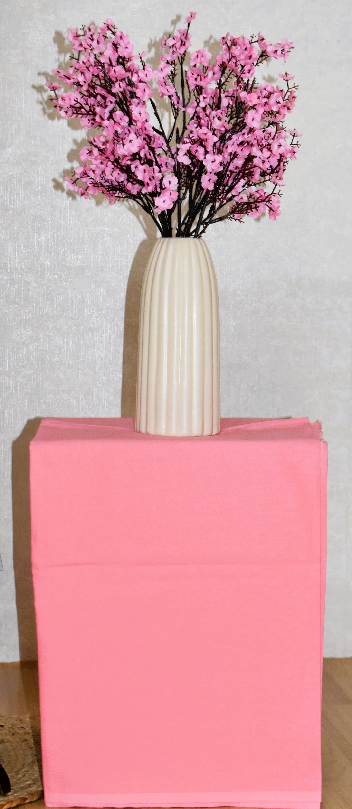 Pink Floral Hand Block Printed Cotton Suit With Kota Doria  Dupatta