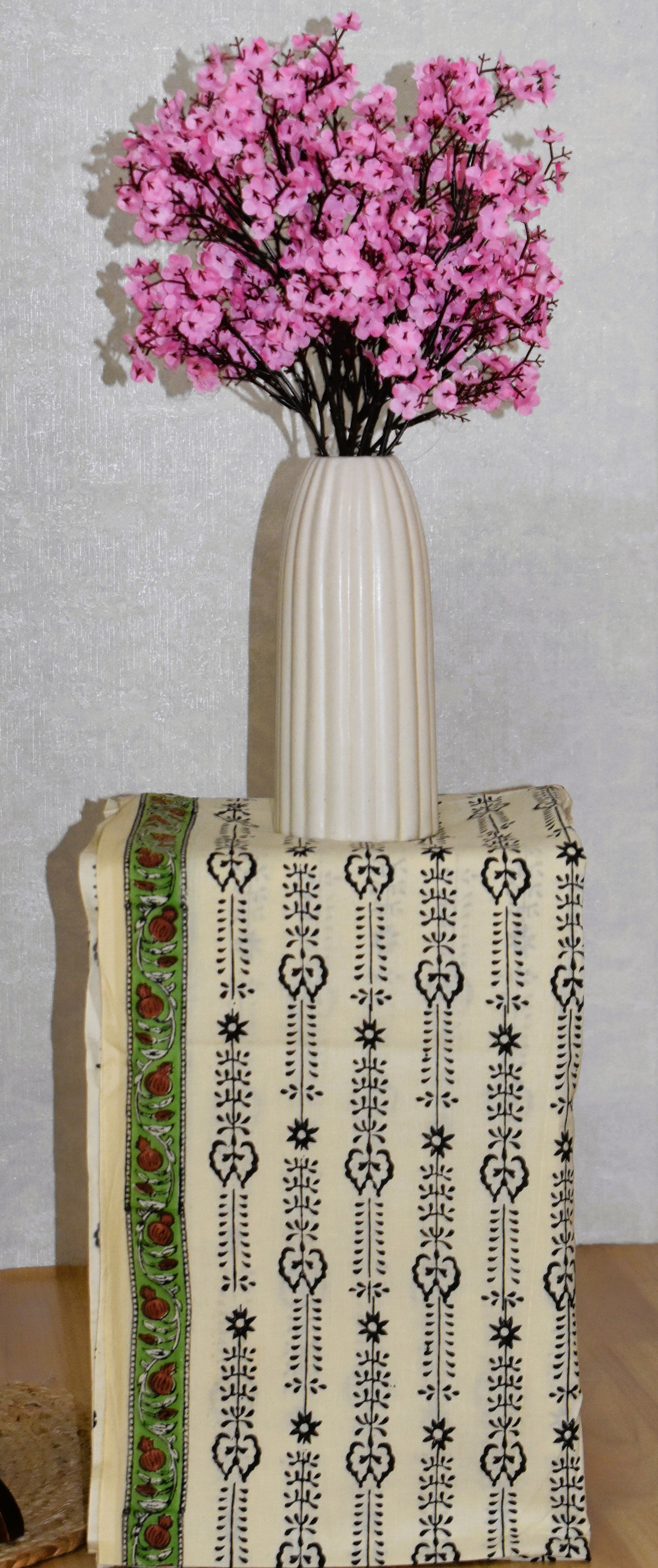 Hand Block Printed Cotton Suit With All-over Buti and Kota Doria Dupatta