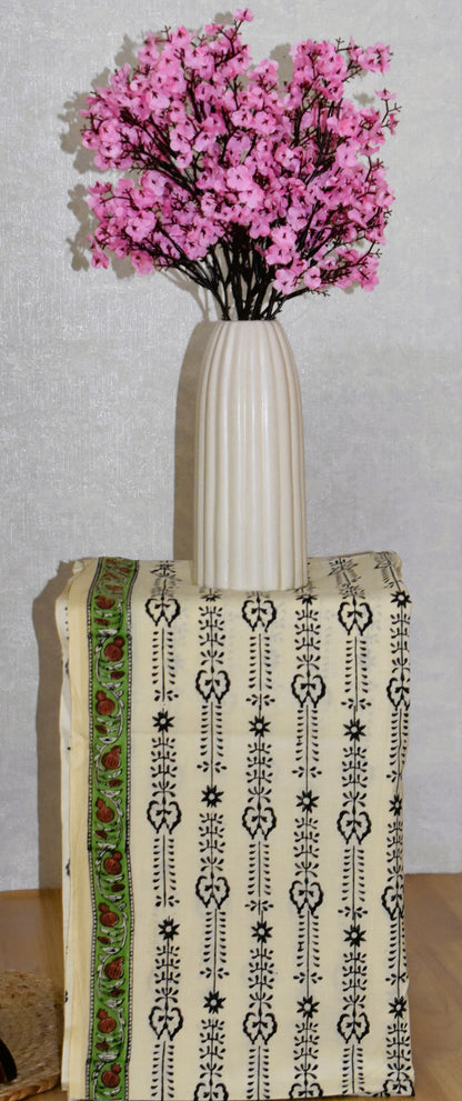 Hand Block Printed Cotton Suit With All-over Buti and Kota Doria Dupatta