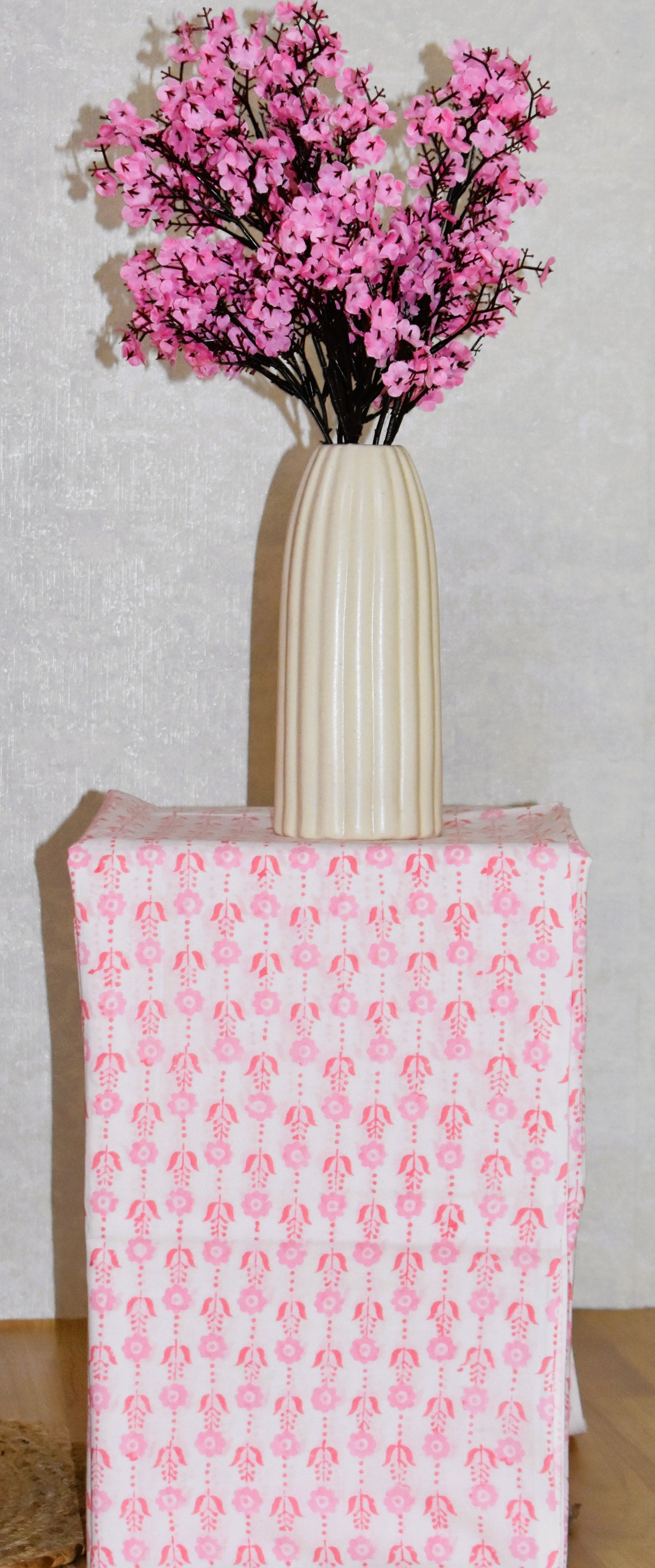 Hand Block Printed Cotton Suit With Surajmukhi design and Kota Doria Dupatta