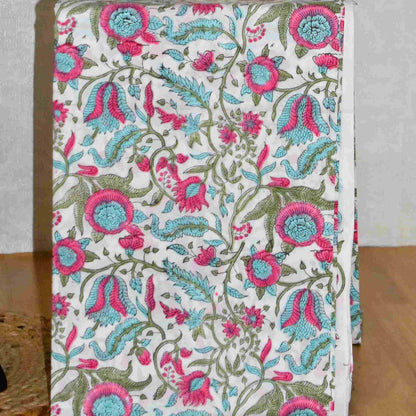 Pink Small All-over Floral Buti Cotton Suit with Malmal dupatta