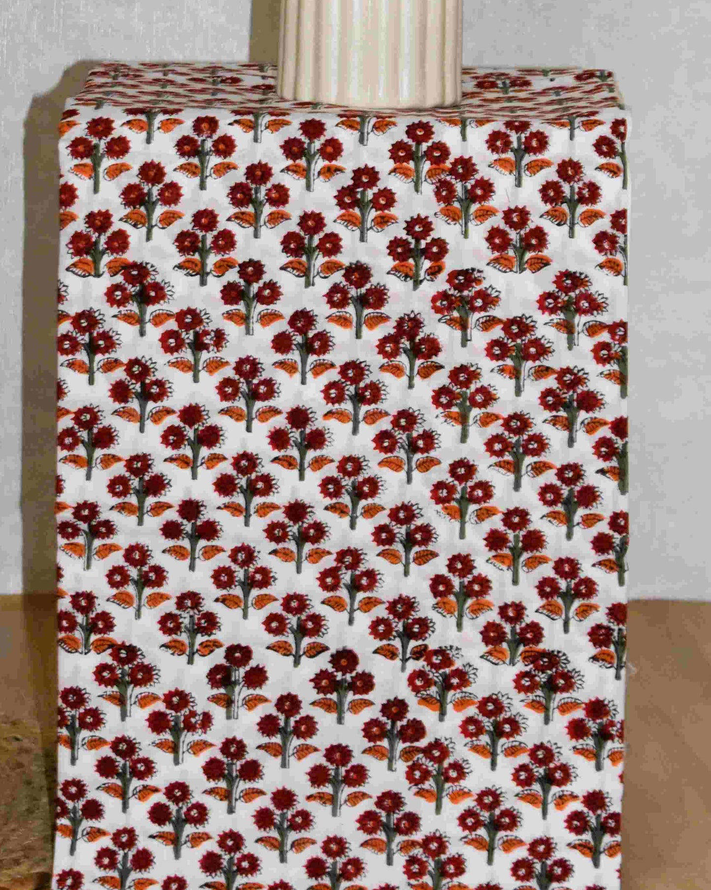 All-over Floral Hand Block Printed Cotton Suit with Malmal Dupatta