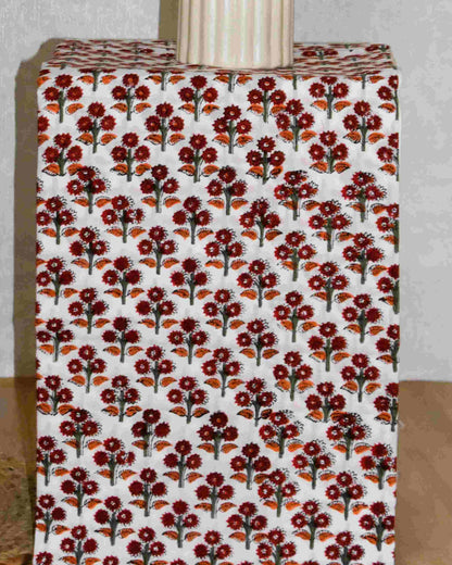 All-over Floral Hand Block Printed Cotton Suit with Malmal Dupatta