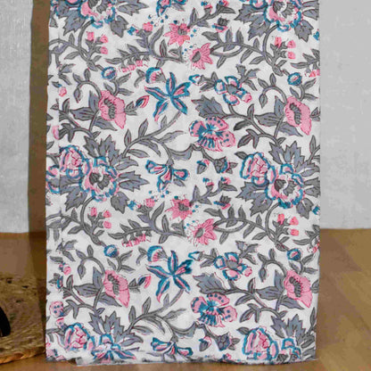 Pink All-over Small Buti Hand Block Printed Cotton Suit with Malmal Dupatta