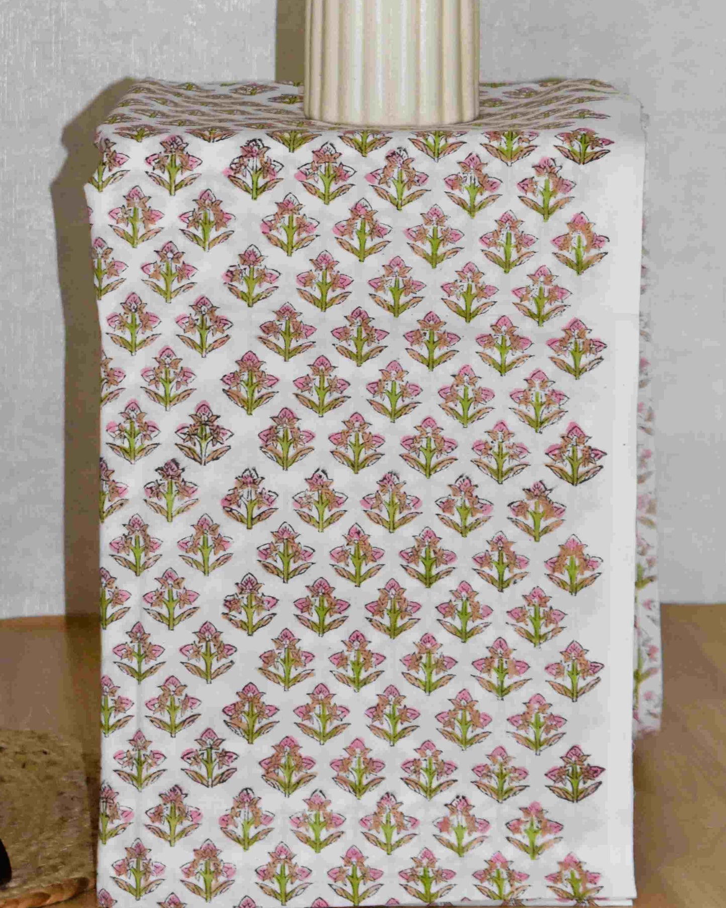 All-over Floral Hand Block Printed Cotton Suit with Malmal Dupatta