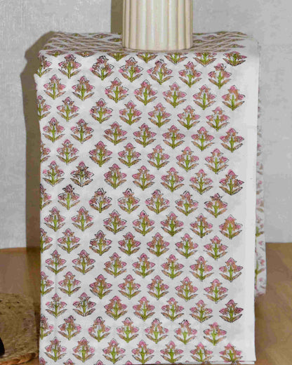 All-over Floral Hand Block Printed Cotton Suit with Malmal Dupatta