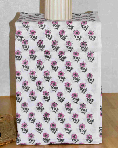 Dusty Rose All-over Floral Hand Block Printed Cotton Suit with Malmal Dupatta