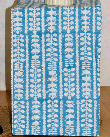 Blue Floral contemporary Hand Block Printed Cotton Suit with Malmal Dupatta