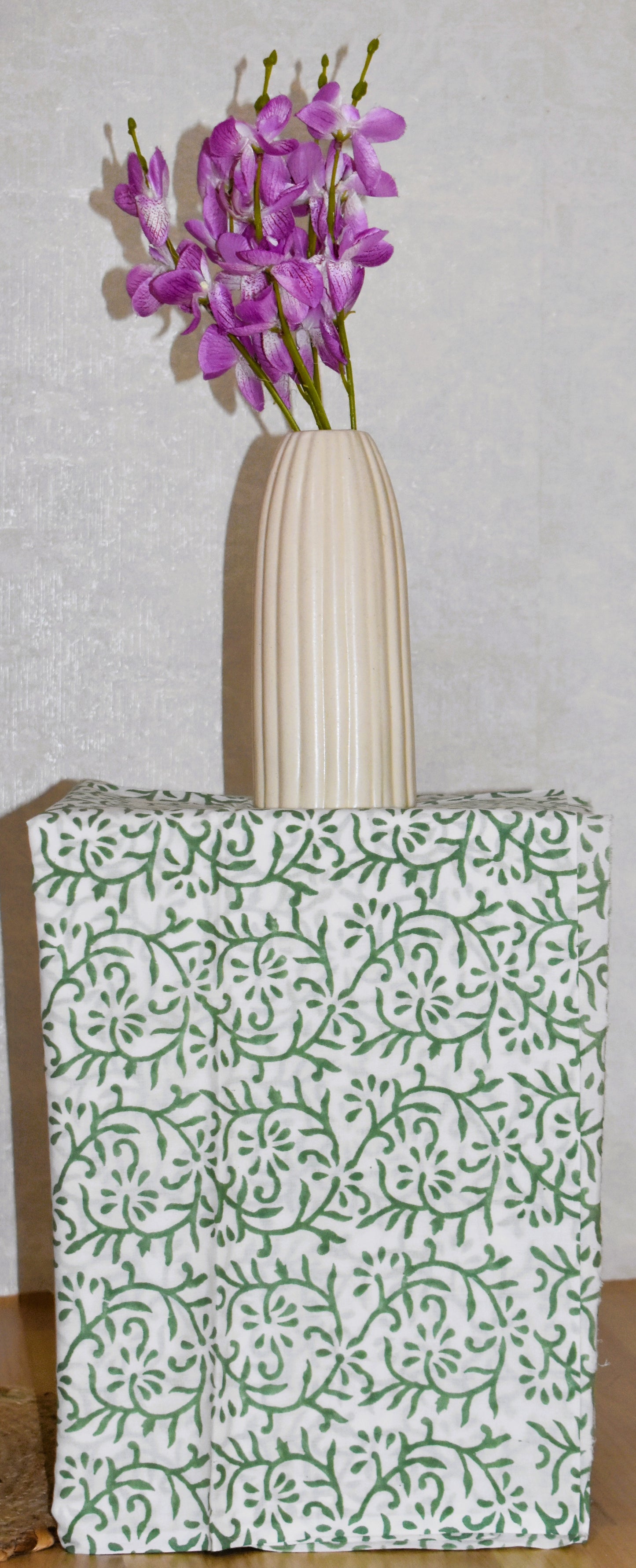 All-over Pink Floral Jaal Hand Block Printed Cotton Suit with Malmal Dupatta