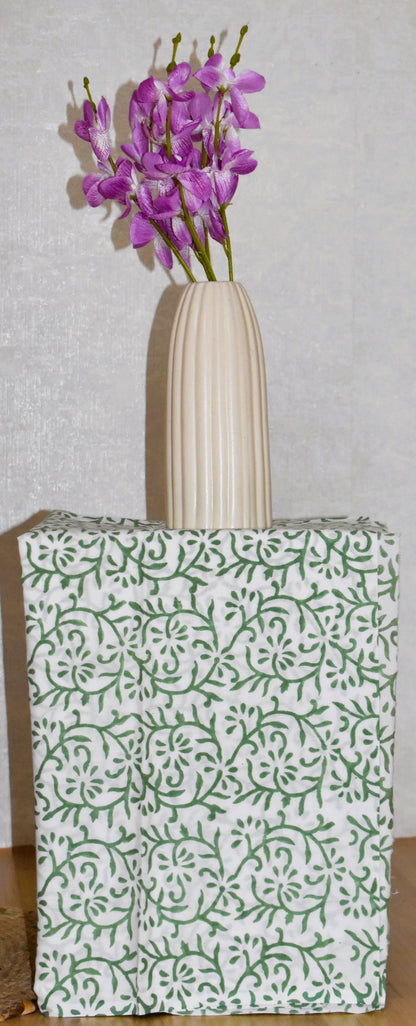 All-over Pink Floral Jaal Hand Block Printed Cotton Suit with Malmal Dupatta