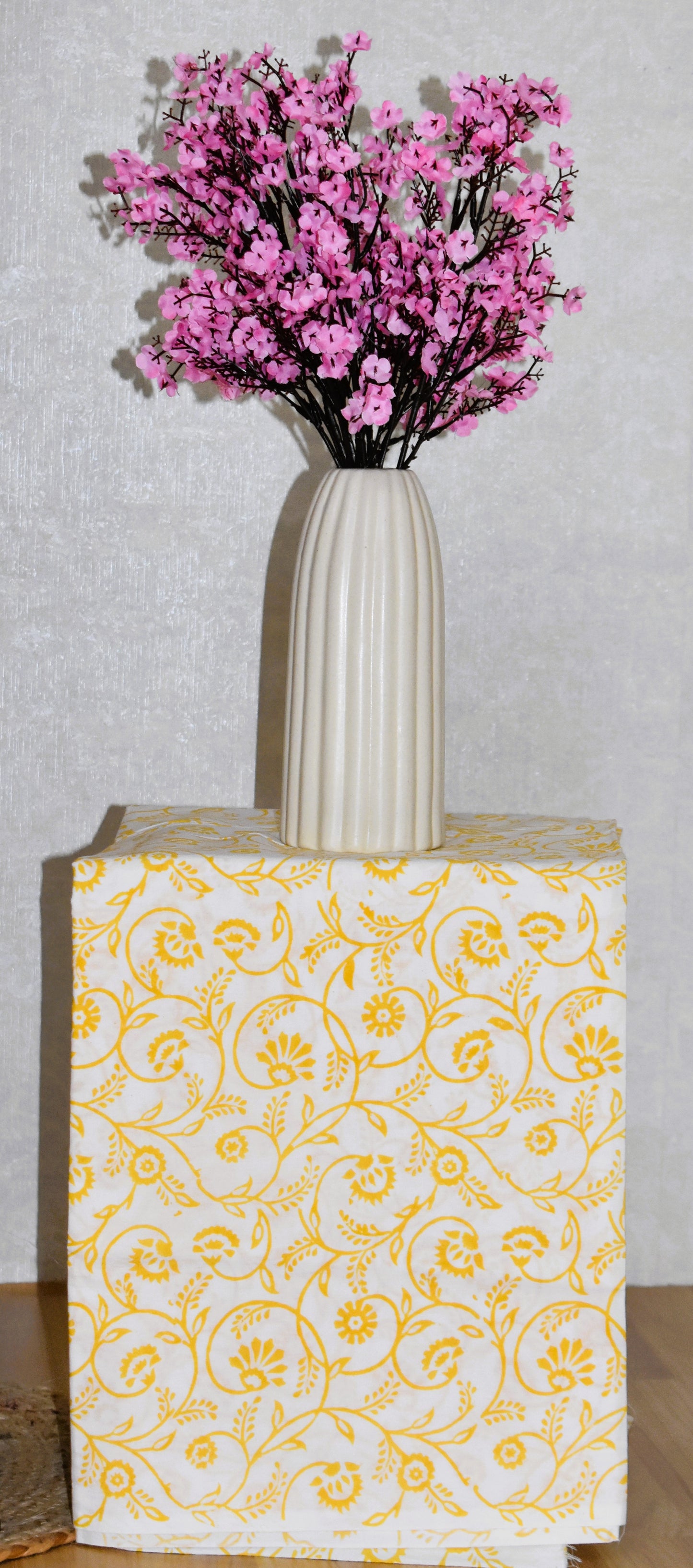 Lilac Small Floral Buti Hand Block Printed Cotton Suit With Malmal Dupatta