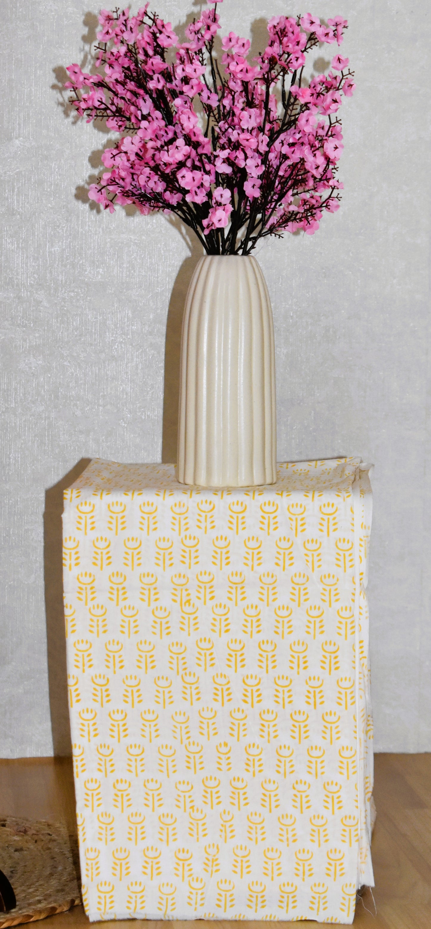 Small Floral Buti Hand Block Printed Cotton Suit With Malmal Dupatta