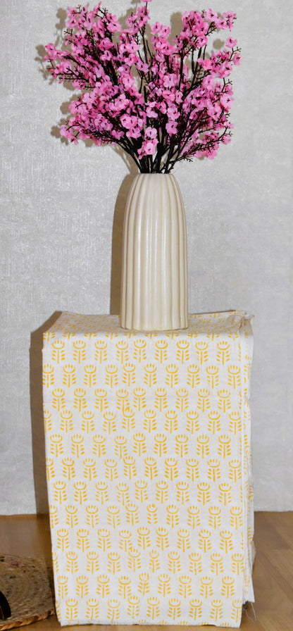 Small Floral Buti Hand Block Printed Cotton Suit With Malmal Dupatta