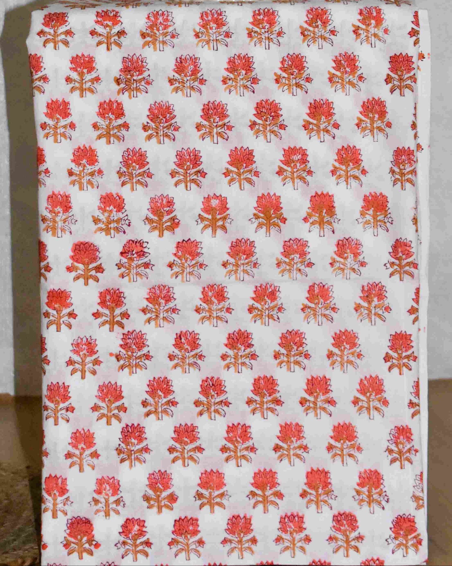 Green Chanderi Silk Suit with All-over Red Floral Sanganeri Print