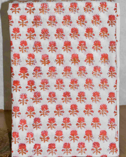 Green Chanderi Silk Suit with All-over Red Floral Sanganeri Print