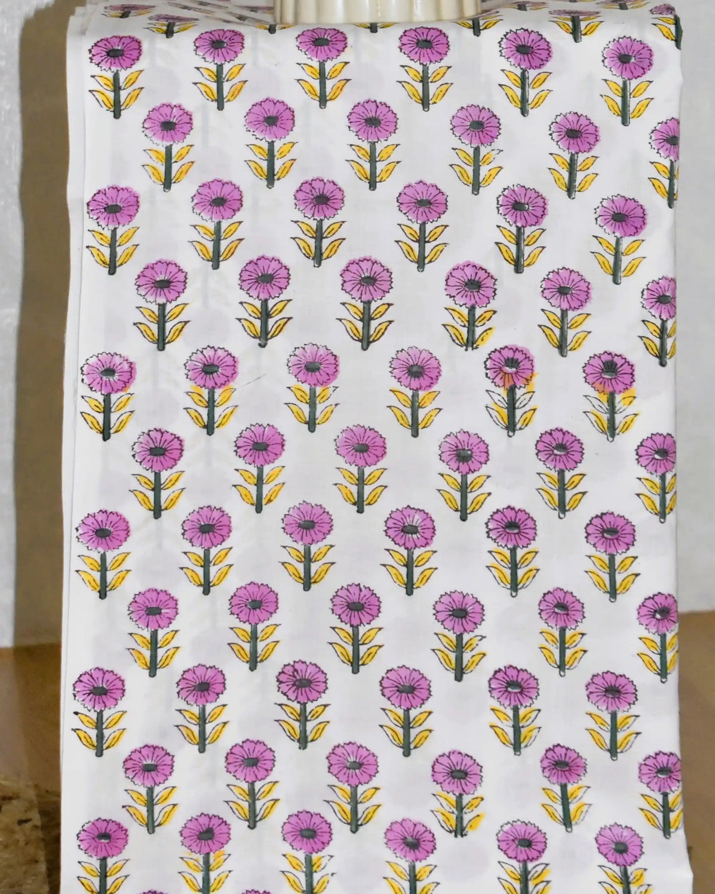 Sanganeri Green- Grey Floral printed Maheshwari Silk Suit Set