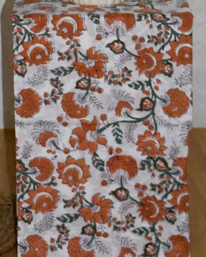 Sanganeri Blue All-over Small Floral Buti printed Maheshwari Silk Suit Set