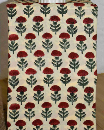 Red Sanganeri Floral Jaal print Maheshwari Silk Suit Set