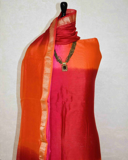 Ombre dyed Maheshwari Silk Suit Set