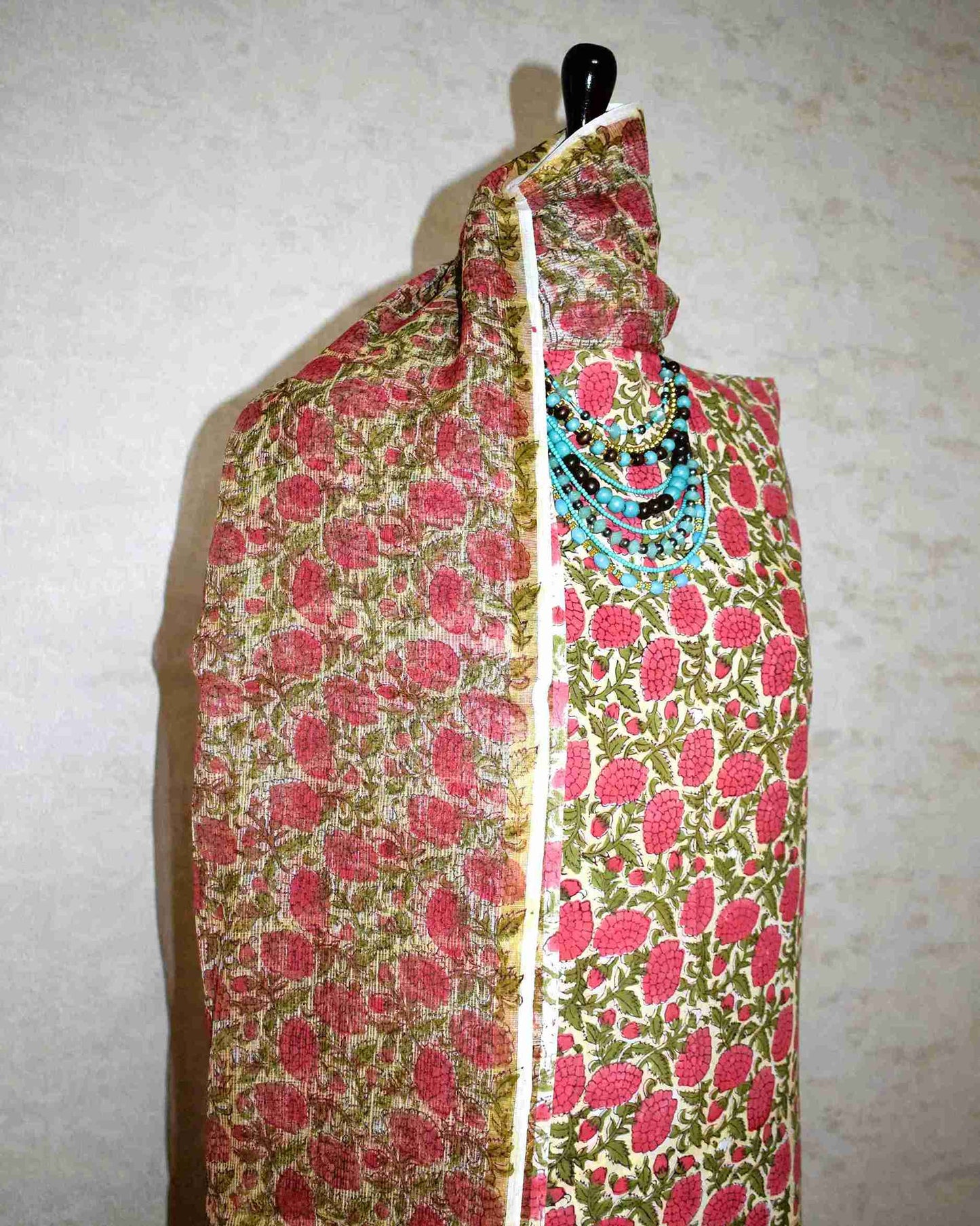 Hand Block Printed Premium Cotton Suit Set with Kota Doria Dupatta - Curated Edit