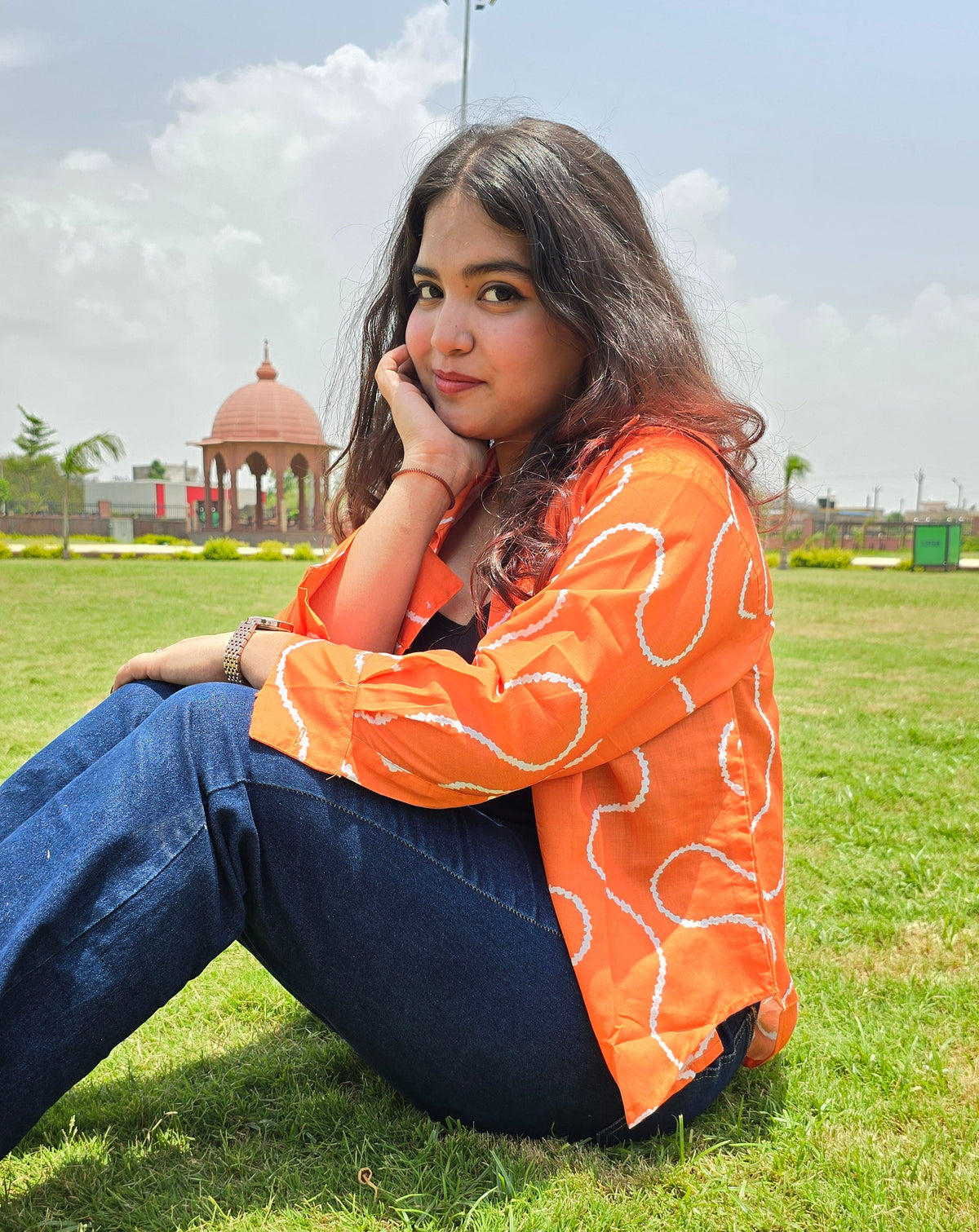 Coral Swirl Printed Oversized Casual Shirt