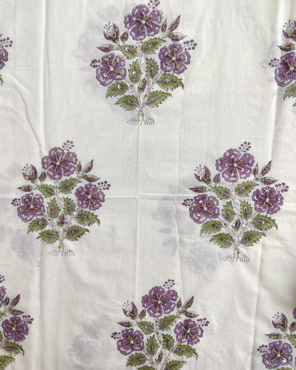 Hand Embroidered and Hand Block Printed Premium Cotton Unstitched Suit with Chanderi Silk Dupatta - Designer Edit