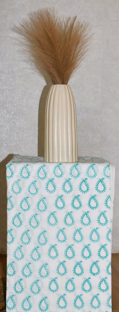 All-over Floral Jaal in Sky Blue Hand Block Printed Cotton Suit with Malmal Dupatta