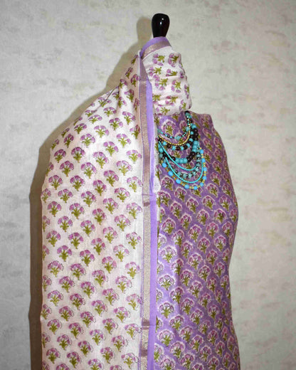 Hand Block Printed Chanderi Silk Suit