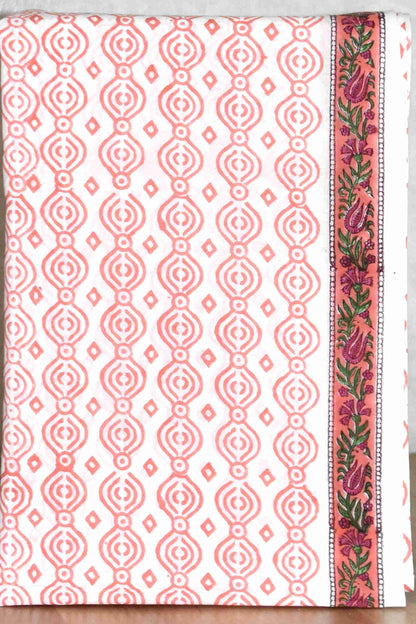 Sanganeri Hand Block Printed Unstitched Cotton Suit Set with malmal dupatta
